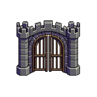 topdown castle gate wooden iron entrance