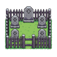 topdown graveyard tombstone iron fence