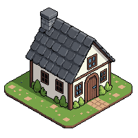 topdown house cottage stone roof small