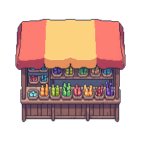 topdown market stall colorful canopy