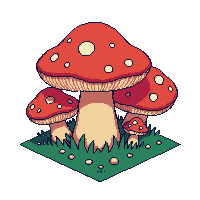 topdown mushroom cluster small colorful