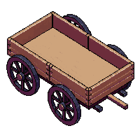 topdown wagon wooden wheels parked