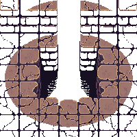 ancient ruins collapsed floor tile broken gap hole below