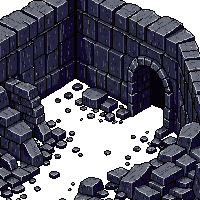 ancient ruins collapsed tunnel blocked rubble dark cave