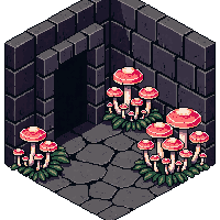 ancient ruins mushroom cluster floor growing dark damp