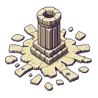 ancient ruins pillar fragment scattered broken piece stone