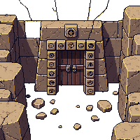 ancient ruins sealed door stone carved symbols locked