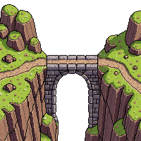 ancient ruins stone bridge arched crossing gap narrow