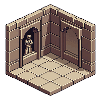 ancient ruins temple wall alcove recessed niche statue space