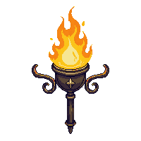 ancient ruins torch sconce wall mounted iron flame burning