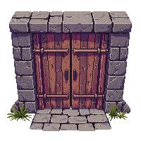 ancient ruins wooden door rotted iron bands ancient closed