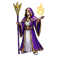 celestial mage holy staff divine robes golden trim casting