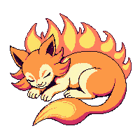 elemental familiar fire sleeping curled ember glow fading