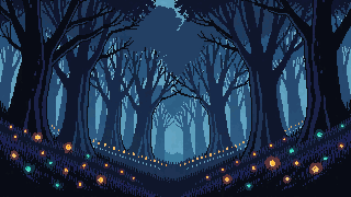 mystic forest parallax layer 3 mid forest glowing trees
