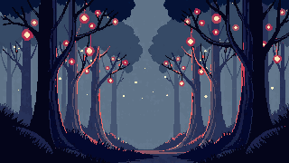 mystic forest parallax layer 4 foreground trees fireflies