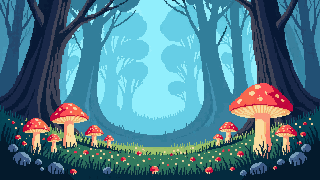 mystic forest parallax layer 5 ground mushrooms mist low