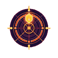 cyberpunk neon quest tracker ui element orange amber glow