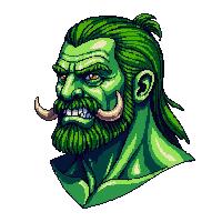 portrait bust orc warlord tusks scarred face war paint green