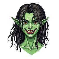 portrait bust swamp hag warty green skin tangled hair evil