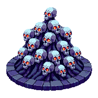 shadowlands cursed skull pile bones dark glowing eye sockets