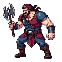 starter hero berserker giant axe fierce hurt taking damage