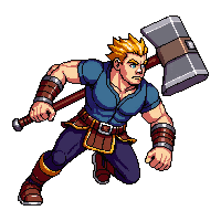 starter hero berserker giant axe fierce run cycle charging