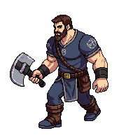 starter hero berserker giant axe fierce walk cycle stomping