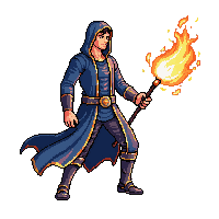 starter hero mage staff robes magical attack1 fireball