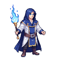 starter hero mage staff robes magical idle standing
