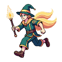 starter hero mage staff robes magical run cycle floating