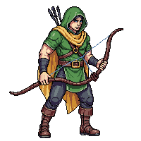 starter hero ranger bow cloak nature hurt taking damage