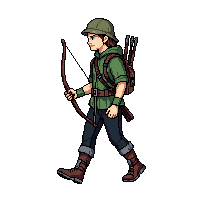 starter hero ranger bow cloak nature walk cycle steady