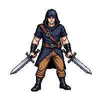 starter hero rogue dual daggers hood leather attack1 quick