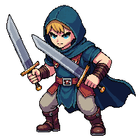 starter hero rogue dual daggers hood leather attack2