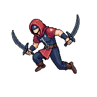 starter hero rogue dual daggers hood leather run cycle