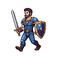 starter hero warrior sword shield plate armor walk cycle