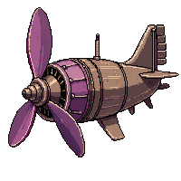 steampunk machinery airship propeller worn used bent dented