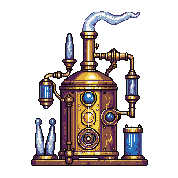 steampunk machinery alchemy distiller gold plated luxurious