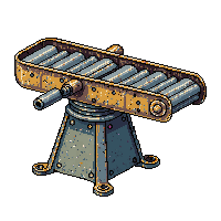 steampunk machinery conveyor belt rusted corroded stuck