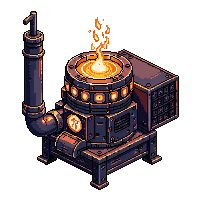 steampunk machinery furnace pristine new iron fire burning
