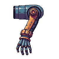 steampunk machinery mechanical arm worn used scratched