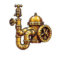 steampunk machinery steam pipe gold plated luxurious ornate