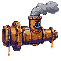 steampunk machinery steam pipe rusted corroded orange