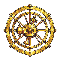 steampunk machinery steam valve wheel gold plated luxurious