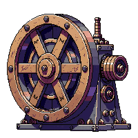 steampunk machinery steam valve wheel worn used scratched