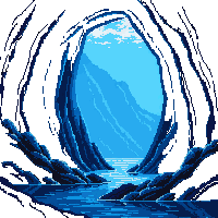 underwater kingdom cave entrance dark rocky arch opening