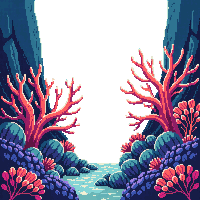 underwater kingdom coral fire red branching sharp bright