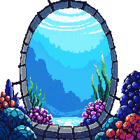 underwater kingdom crystal window stained sea glass colorful