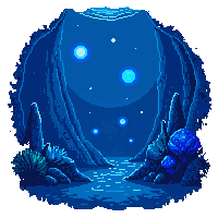 underwater kingdom glowing algae bioluminescent blue patch