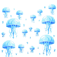 underwater kingdom jellyfish swarm many floating drifting